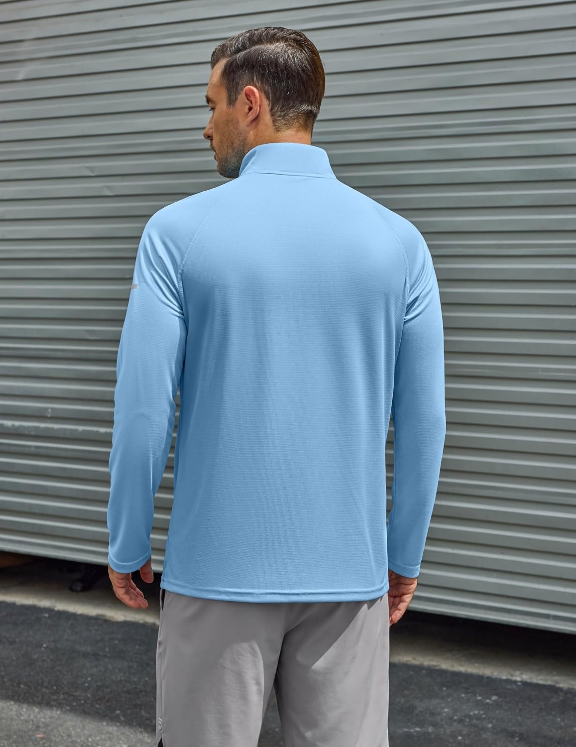 image:imageCOOFANDY Mens Quarter Zip Pullover Long Sleeve UPF 50 Sun Protection Athletic ShirtsBlue