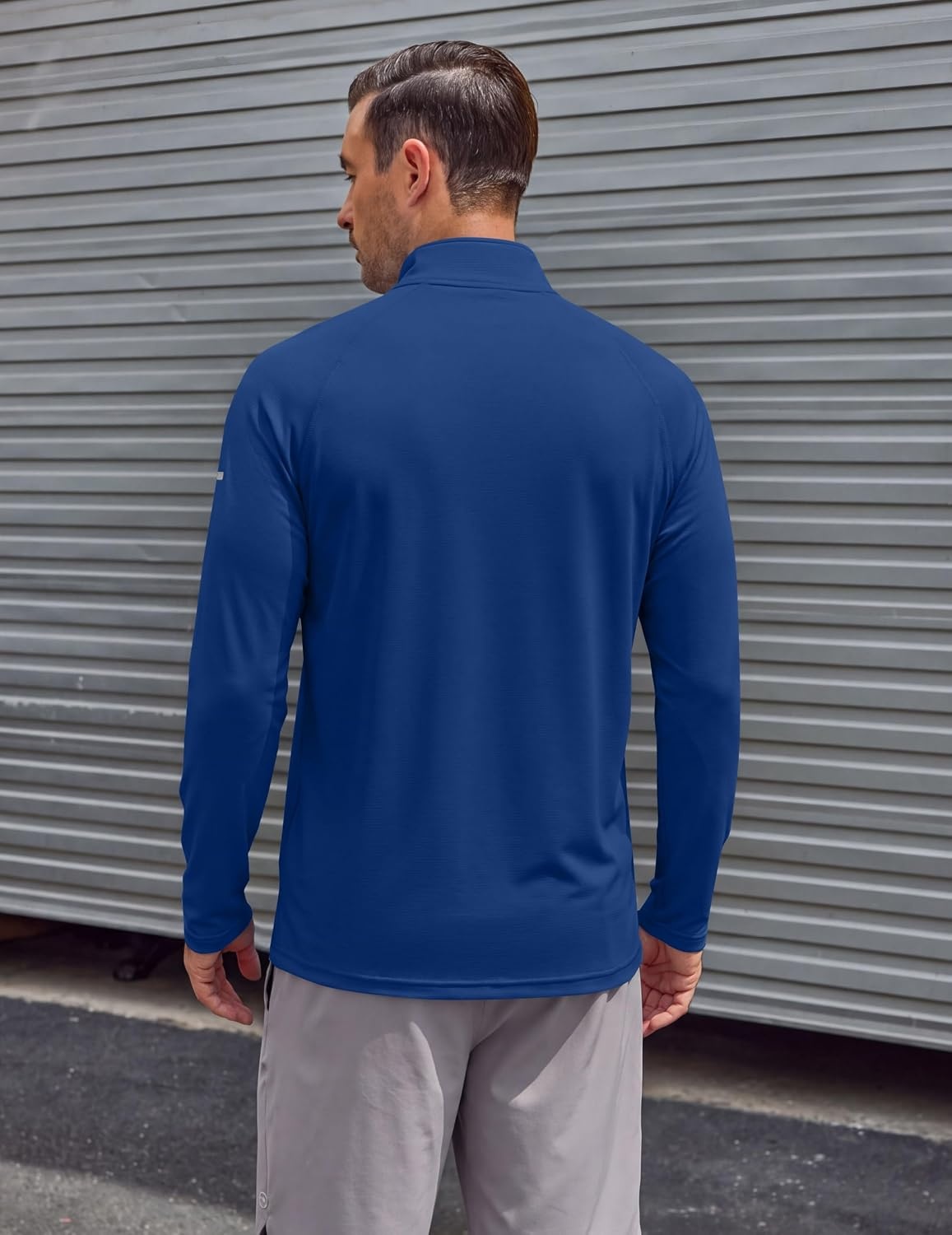 image:imageCOOFANDY Mens Quarter Zip Pullover Long Sleeve UPF 50 Sun Protection Athletic ShirtsDark Blue