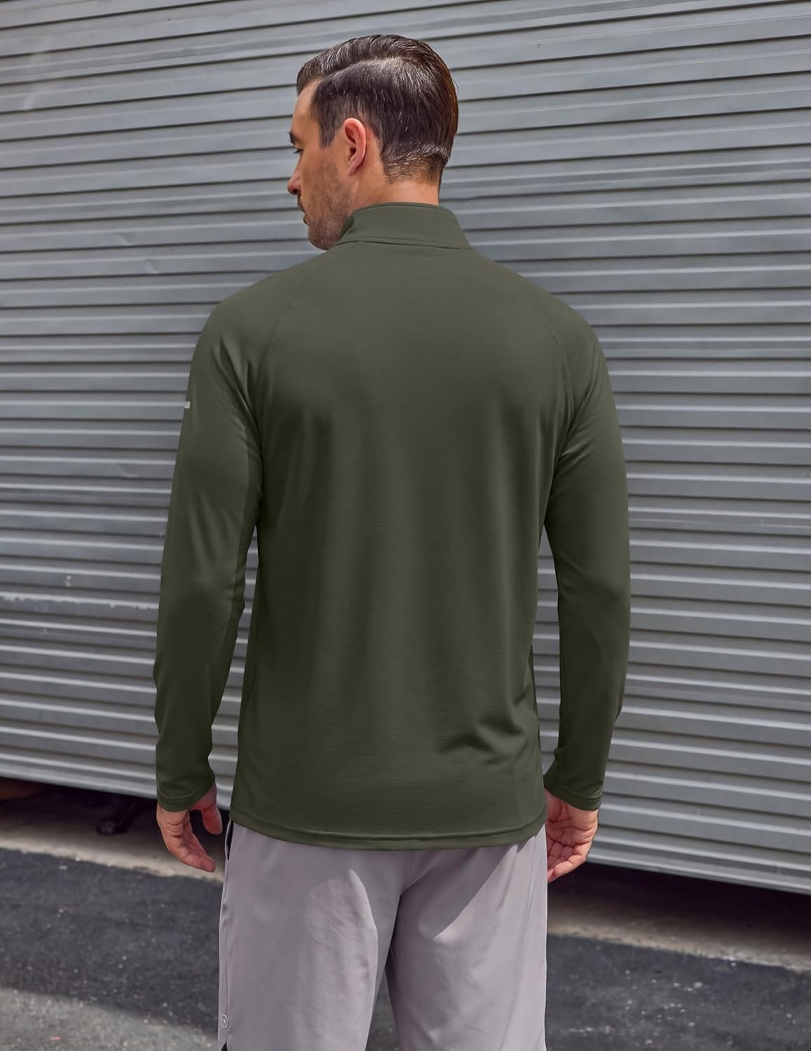 image:imageCOOFANDY Mens Quarter Zip Pullover Long Sleeve UPF 50 Sun Protection Athletic ShirtsDark Green