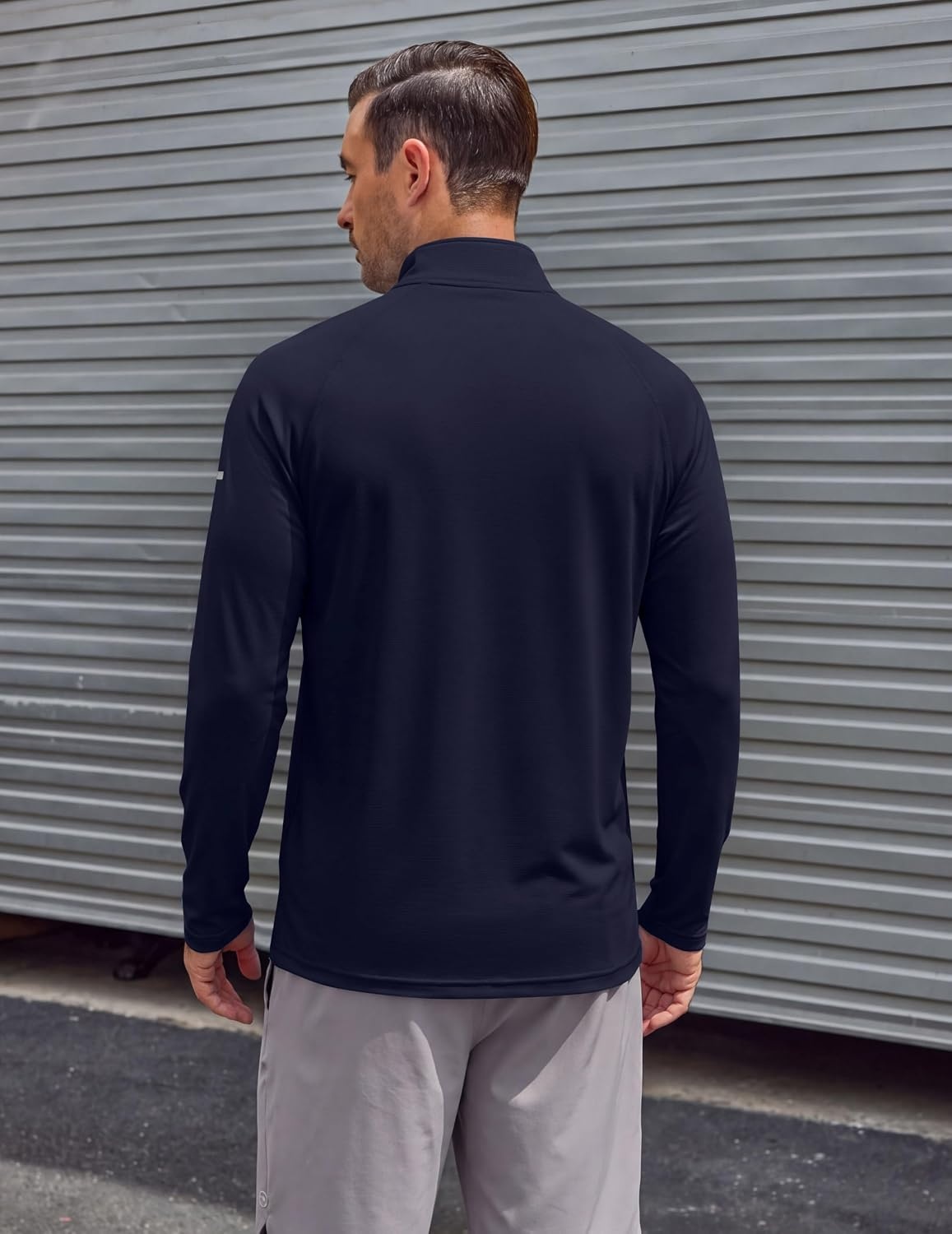 image:imageCOOFANDY Mens Quarter Zip Pullover Long Sleeve UPF 50 Sun Protection Athletic ShirtsNavy Blue
