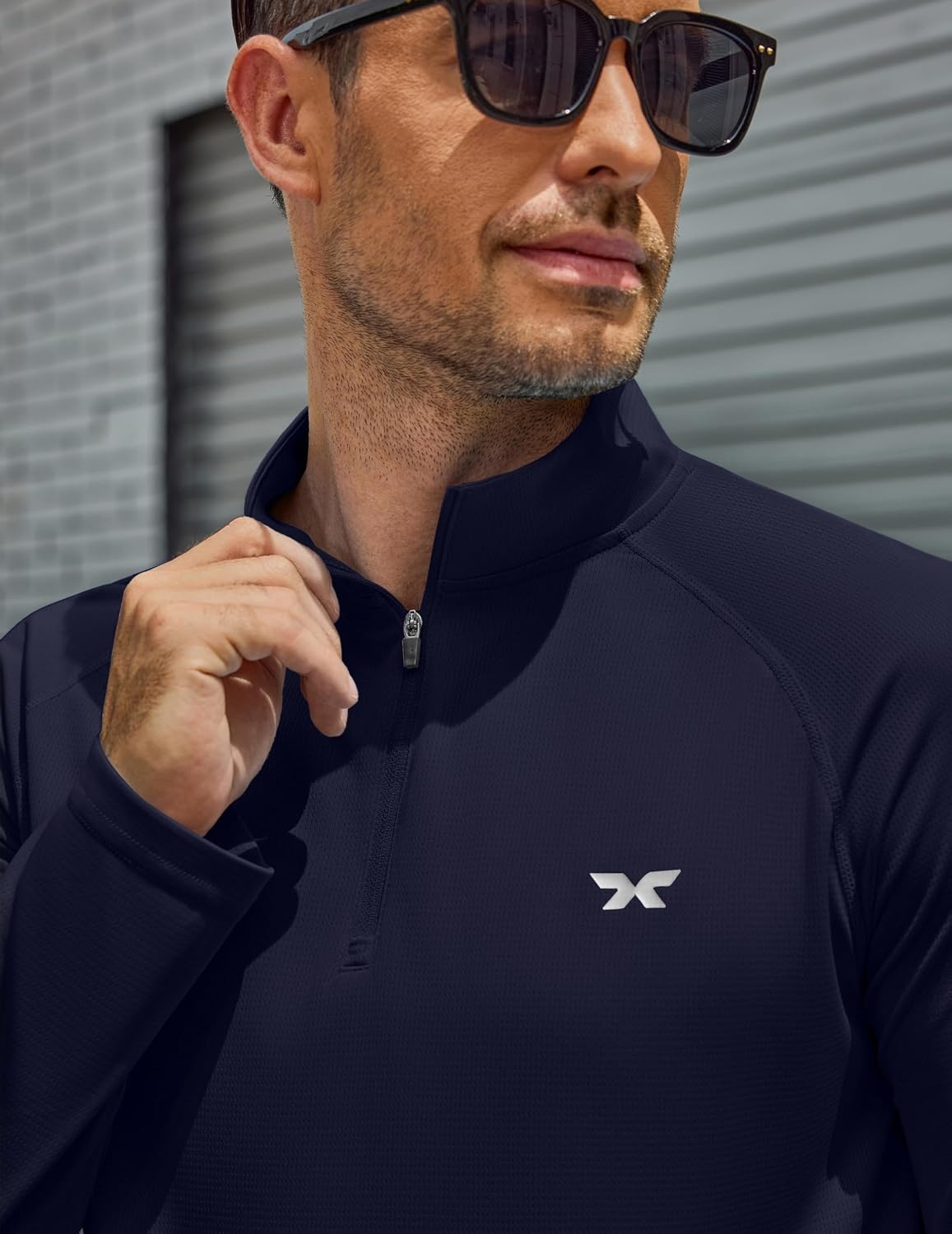 image:imageCOOFANDY Mens Quarter Zip Pullover Long Sleeve UPF 50 Sun Protection Athletic ShirtsNavy Blue