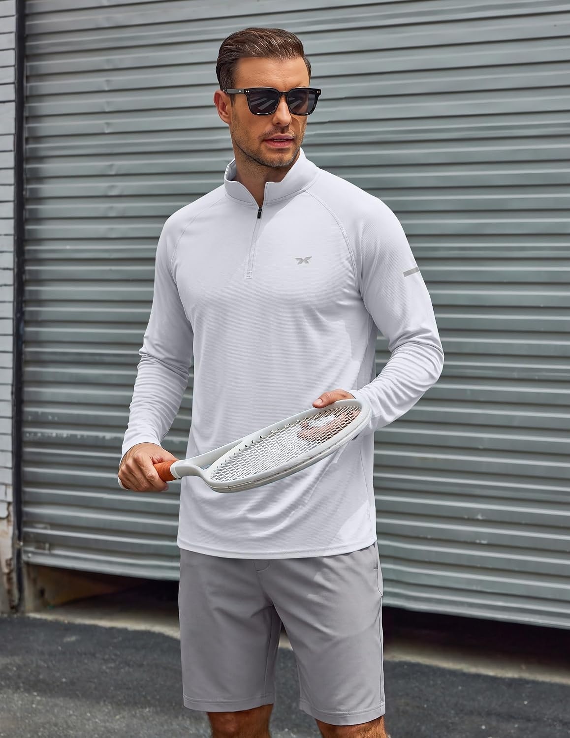 image:imageCOOFANDY Mens Quarter Zip Pullover Long Sleeve UPF 50 Sun Protection Athletic ShirtsWhite