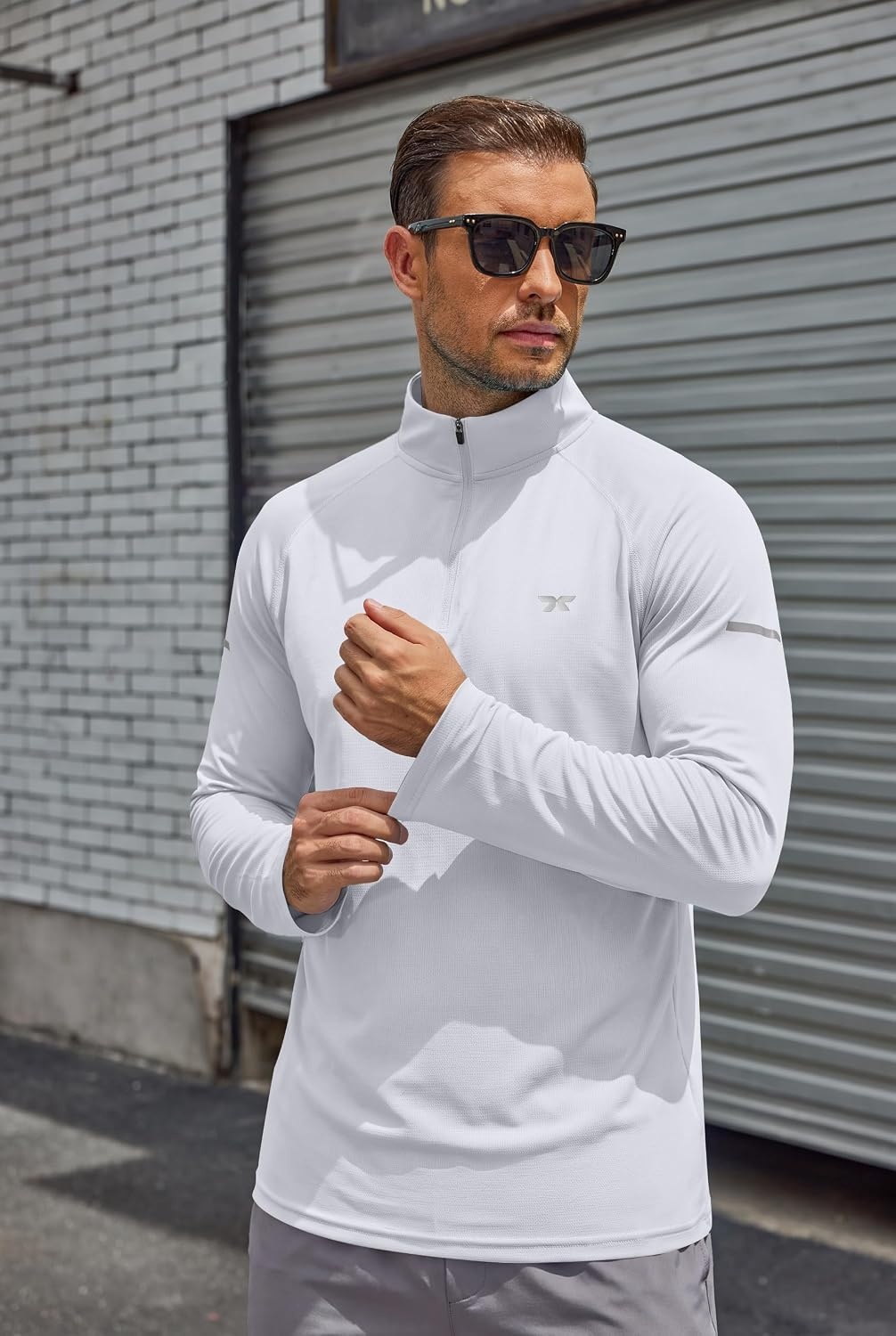 image:imageCOOFANDY Mens Quarter Zip Pullover Long Sleeve UPF 50 Sun Protection Athletic ShirtsWhite