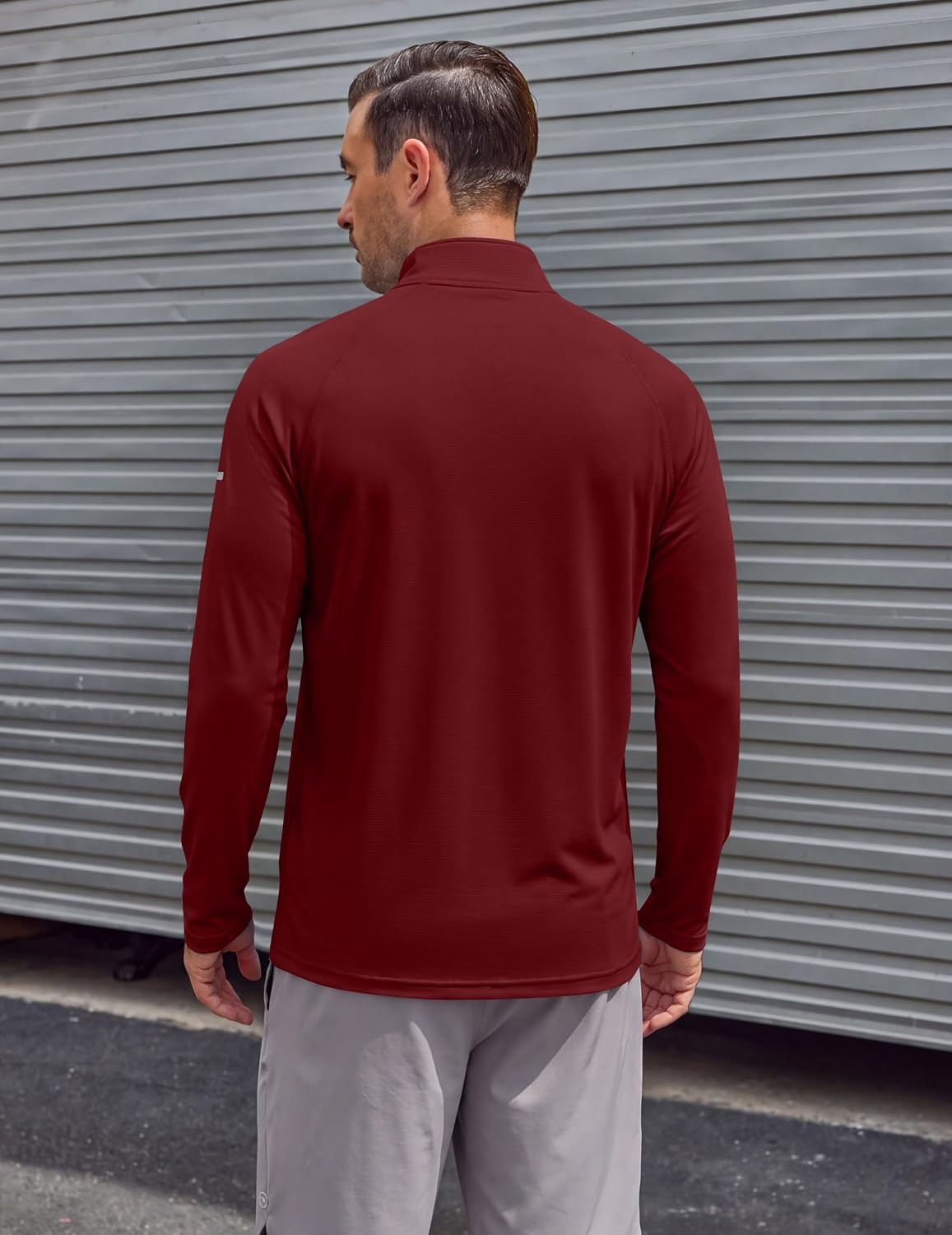 image:imageCOOFANDY Mens Quarter Zip Pullover Long Sleeve UPF 50 Sun Protection Athletic ShirtsWine Red