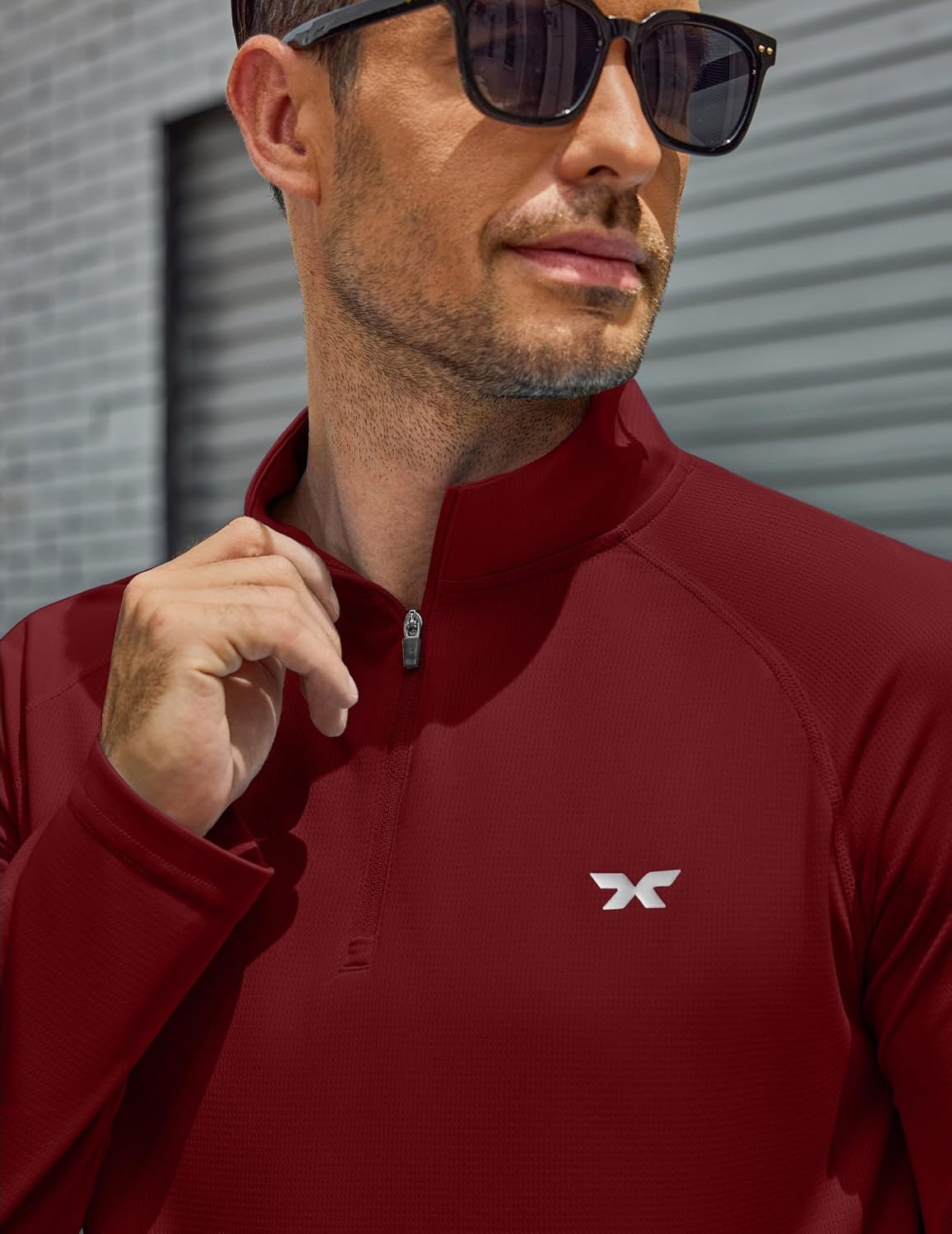 image:imageCOOFANDY Mens Quarter Zip Pullover Long Sleeve UPF 50 Sun Protection Athletic ShirtsWine Red