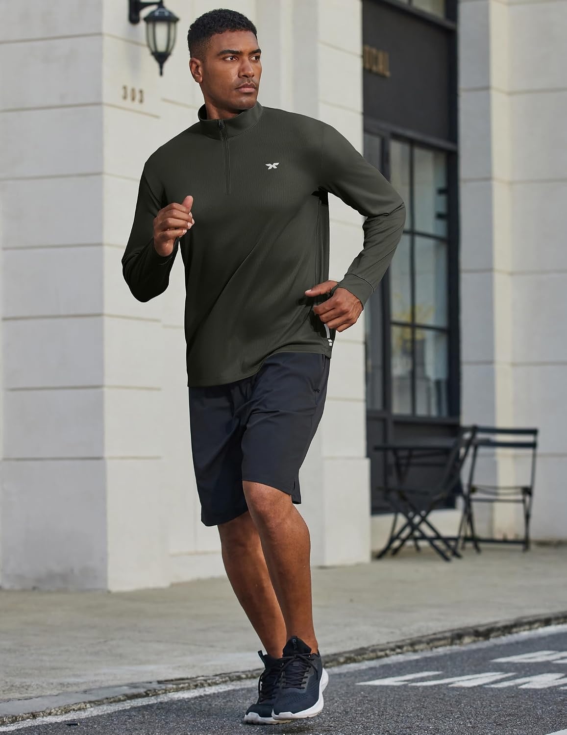 image:imageCOOFANDY Mens Quarter Zip Pullover UPF 50 Athletic Running ShirtsArmy Green