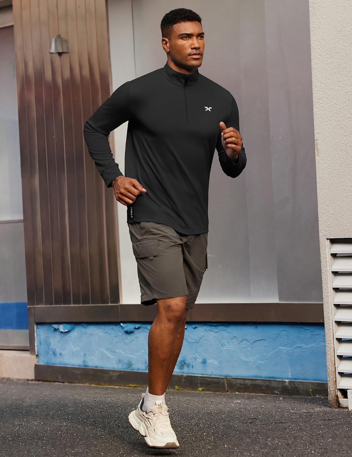 image:imageCOOFANDY Mens Quarter Zip Pullover UPF 50 Athletic Running ShirtsBlack
