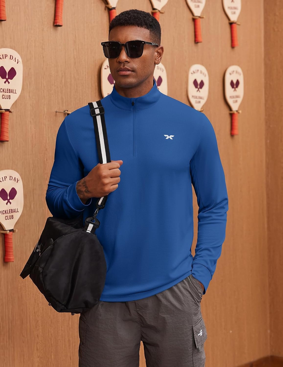 image:imageCOOFANDY Mens Quarter Zip Pullover UPF 50 Athletic Running ShirtsBlue