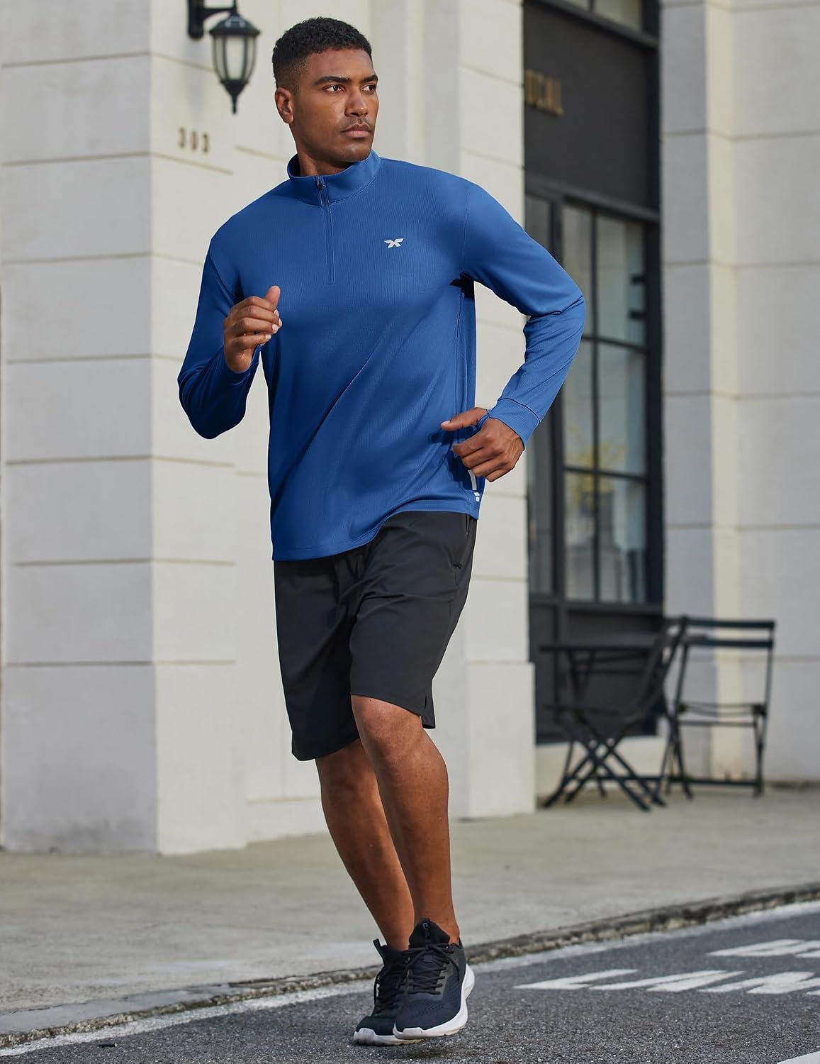 image:imageCOOFANDY Mens Quarter Zip Pullover UPF 50 Athletic Running ShirtsBlue