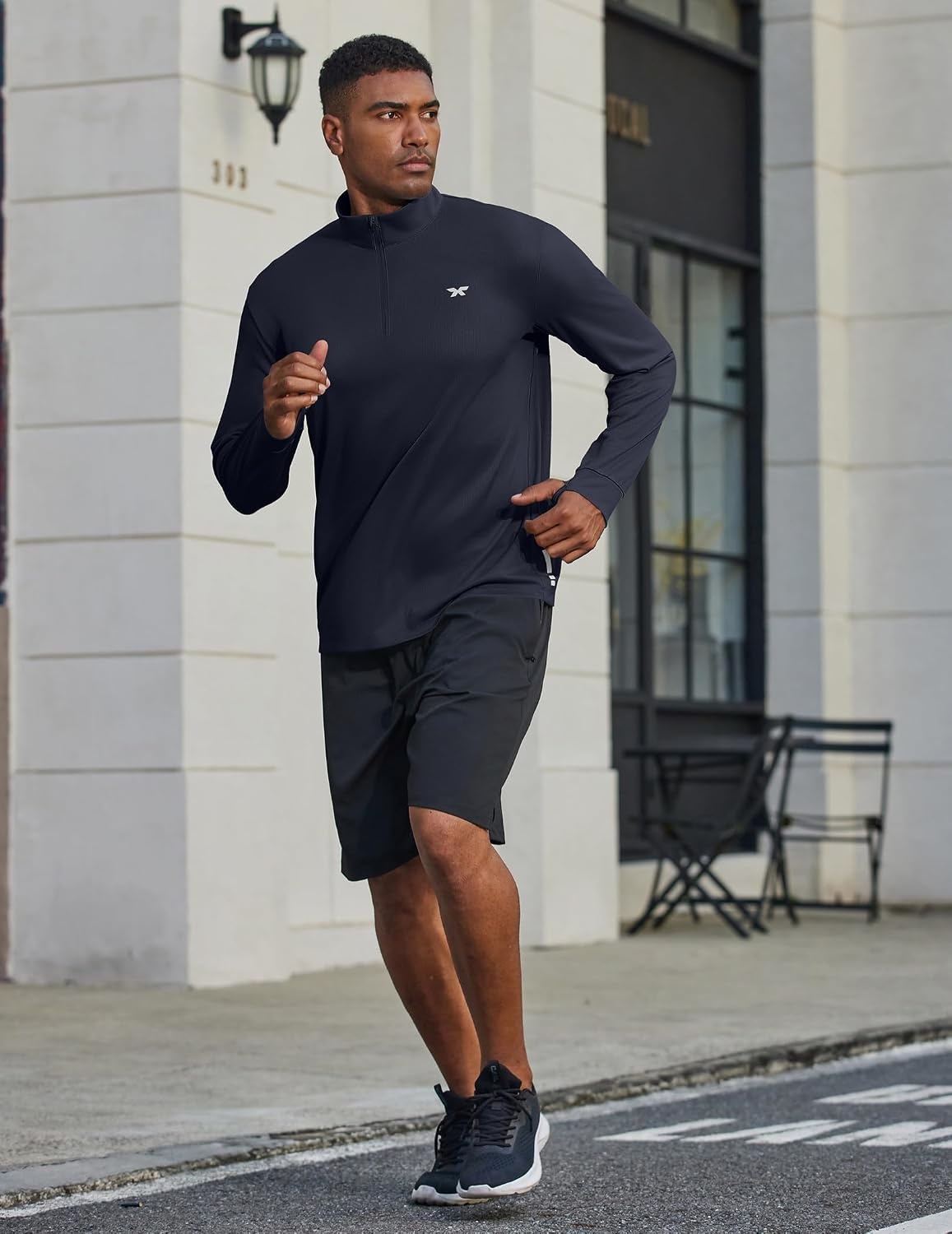 image:imageCOOFANDY Mens Quarter Zip Pullover UPF 50 Athletic Running ShirtsDark Blue