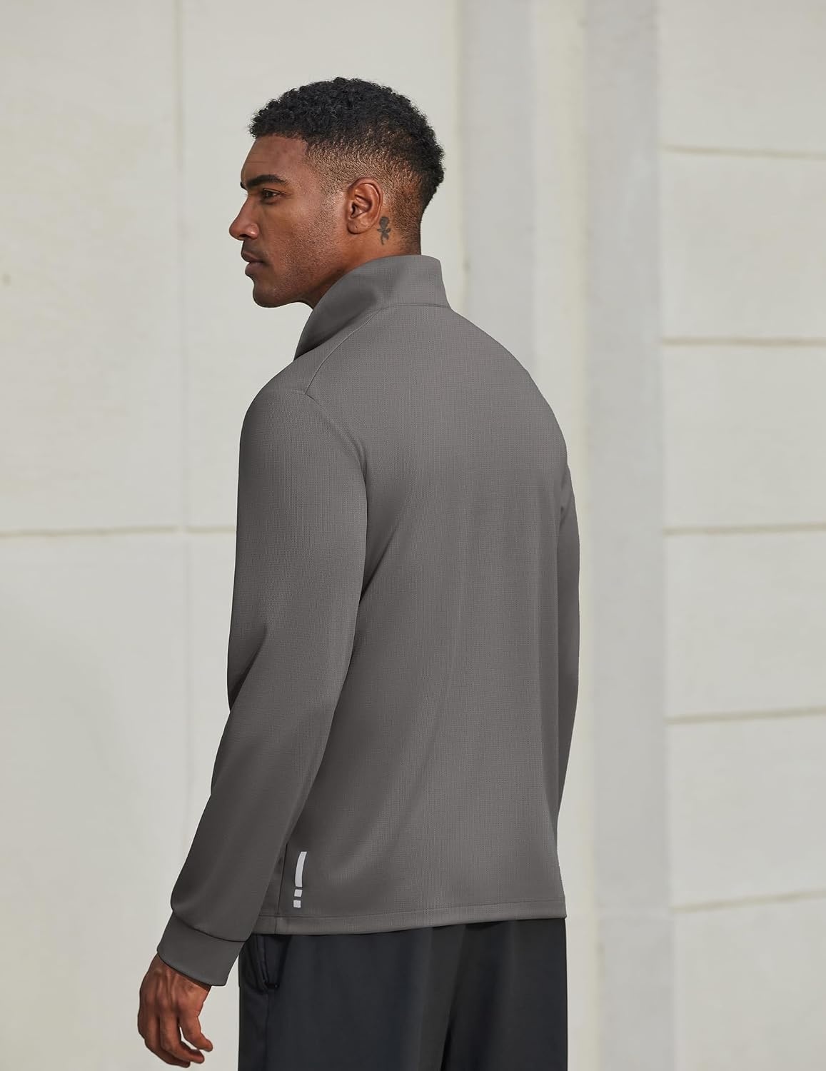 image:imageCOOFANDY Mens Quarter Zip Pullover UPF 50 Athletic Running ShirtsDark Gray