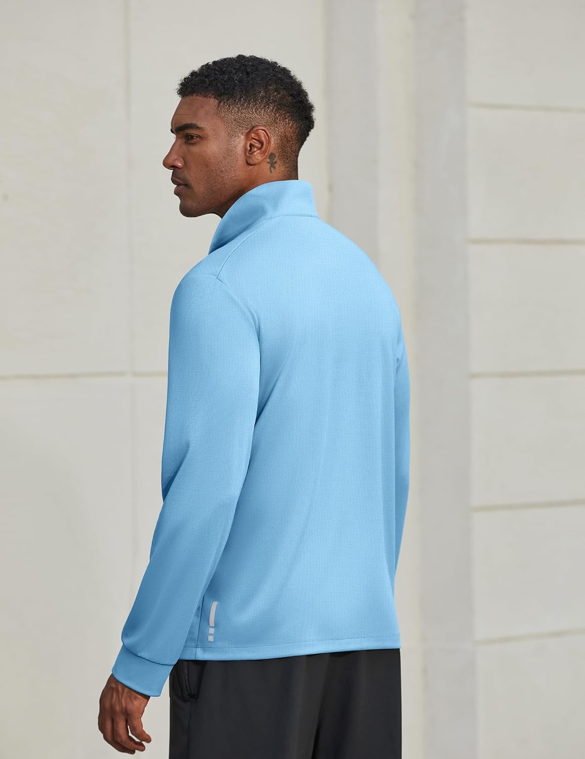 image:imageCOOFANDY Mens Quarter Zip Pullover UPF 50 Athletic Running ShirtsLight Blue