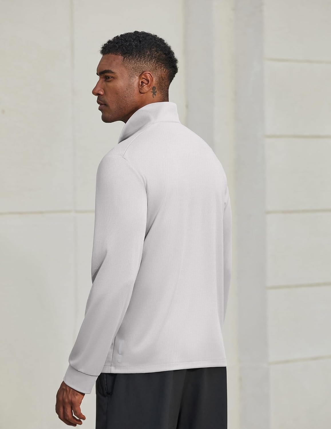 image:imageCOOFANDY Mens Quarter Zip Pullover UPF 50 Athletic Running ShirtsLight Gray