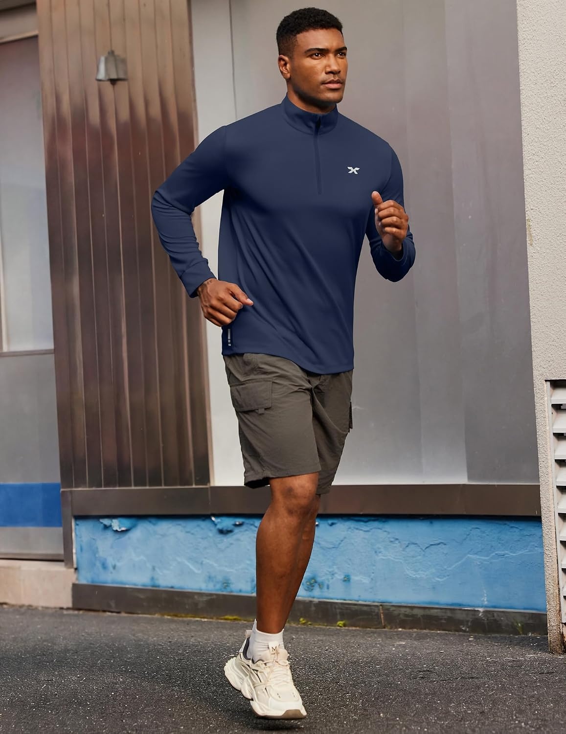 image:imageCOOFANDY Mens Quarter Zip Pullover UPF 50 Athletic Running ShirtsNavy