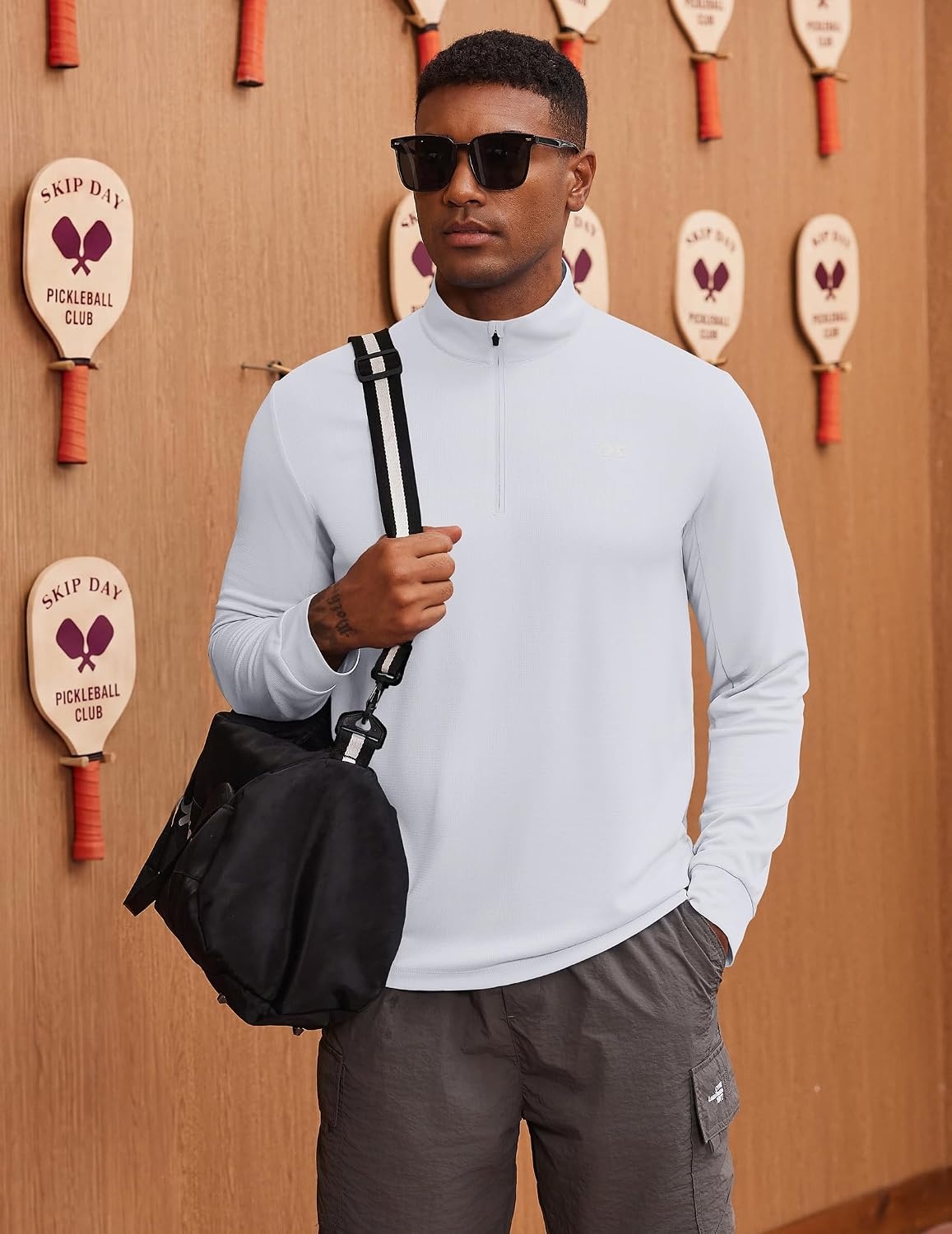 image:imageCOOFANDY Mens Quarter Zip Pullover UPF 50 Athletic Running ShirtsWhite