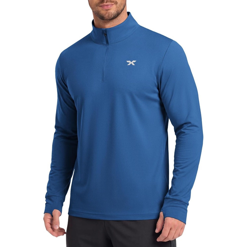 image:imageCOOFANDY Mens Quarter Zip Pullover UPF 50 Athletic Running ShirtsBlue