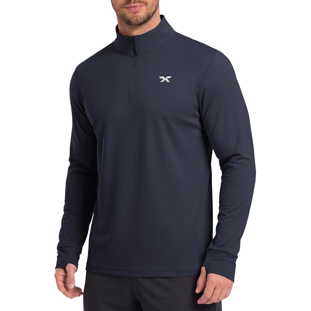 image:imageCOOFANDY Mens Quarter Zip Pullover UPF 50 Athletic Running ShirtsDark Blue