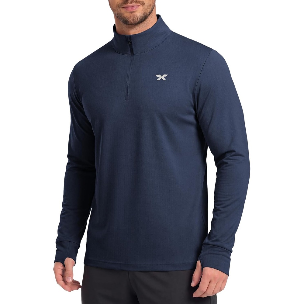 image:imageCOOFANDY Mens Quarter Zip Pullover UPF 50 Athletic Running ShirtsNavy