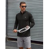 COOFANDY Men’s Quarter Zip Pullover Long Sleeve UPF 50+ Sun Protection Athletic Shirts(Black)