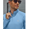 COOFANDY Men’s Quarter Zip Pullover Long Sleeve UPF 50+ Sun Protection Athletic Shirts(Blue)
