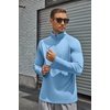 COOFANDY Men’s Quarter Zip Pullover Long Sleeve UPF 50+ Sun Protection Athletic Shirts(Blue)
