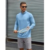 COOFANDY Men’s Quarter Zip Pullover Long Sleeve UPF 50+ Sun Protection Athletic Shirts(Blue)