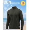 COOFANDY Men’s Quarter Zip Pullover UPF 50+ Athletic Running Shirts(Army Green)