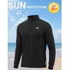 COOFANDY Men’s Quarter Zip Pullover UPF 50+ Athletic Running Shirts(Black)
