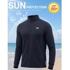 COOFANDY Men’s Quarter Zip Pullover UPF 50+ Athletic Running Shirts(Dark Blue)
