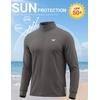 COOFANDY Men’s Quarter Zip Pullover UPF 50+ Athletic Running Shirts(Dark Gray)