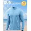 COOFANDY Men’s Quarter Zip Pullover UPF 50+ Athletic Running Shirts(Light Blue)