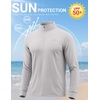 COOFANDY Men’s Quarter Zip Pullover UPF 50+ Athletic Running Shirts(Light Gray)
