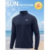 COOFANDY Men’s Quarter Zip Pullover UPF 50+ Athletic Running Shirts(Navy)