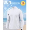 COOFANDY Men’s Quarter Zip Pullover UPF 50+ Athletic Running Shirts(White)