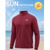 COOFANDY Men’s Quarter Zip Pullover UPF 50+ Athletic Running Shirts(Wine Red)