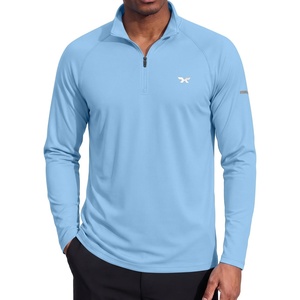 COOFANDY Men’s Quarter Zip Pullover Long Sleeve UPF 50+ Sun Protection Athletic Shirts(Blue)