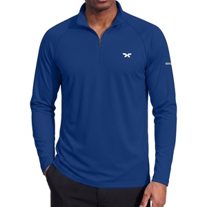 COOFANDY Men’s Quarter Zip Pullover Long Sleeve UPF 50+ Sun Protection Athletic Shirts(Dark Blue)