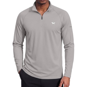 COOFANDY Men’s Quarter Zip Pullover Long Sleeve UPF 50+ Sun Protection Athletic Shirts(Light Grey)