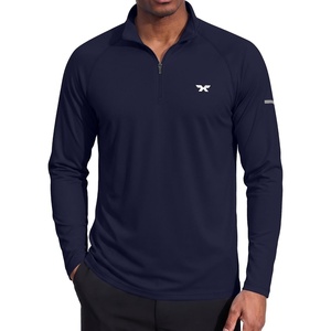 COOFANDY Men’s Quarter Zip Pullover Long Sleeve UPF 50+ Sun Protection Athletic Shirts(Navy Blue)