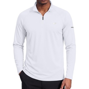 COOFANDY Men’s Quarter Zip Pullover Long Sleeve UPF 50+ Sun Protection Athletic Shirts(White)