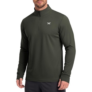 COOFANDY Men’s Quarter Zip Pullover UPF 50+ Athletic Running Shirts(Army Green)