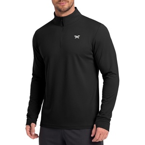 COOFANDY Men’s Quarter Zip Pullover UPF 50+ Athletic Running Shirts(Black)