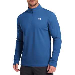 COOFANDY Men’s Quarter Zip Pullover UPF 50+ Athletic Running Shirts(Blue)