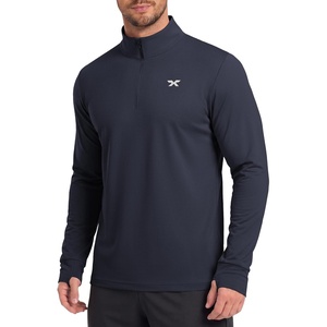 COOFANDY Men’s Quarter Zip Pullover UPF 50+ Athletic Running Shirts(Dark Blue)