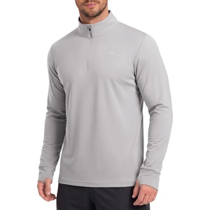 COOFANDY Men’s Quarter Zip Pullover UPF 50+ Athletic Running Shirts(Light Gray)