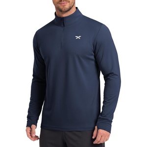 COOFANDY Men’s Quarter Zip Pullover UPF 50+ Athletic Running Shirts(Navy)