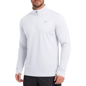 COOFANDY Men’s Quarter Zip Pullover UPF 50+ Athletic Running Shirts(White)