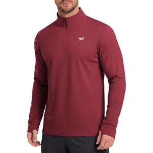 COOFANDY Men’s Quarter Zip Pullover UPF 50+ Athletic Running Shirts(Wine Red)