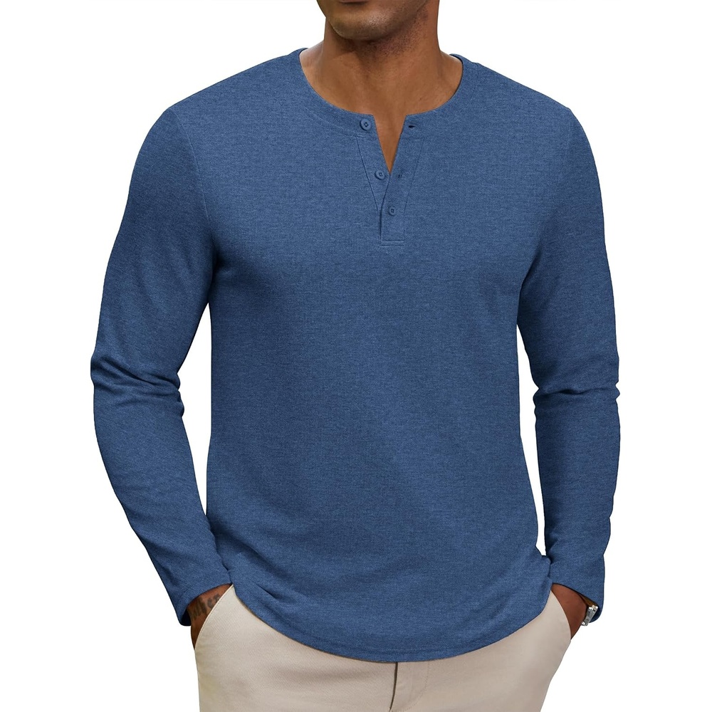 image:imageCOOFANDY Henley Shirts for Men Casual TShirts Henley Long Sleeve ShirtsDark Blue