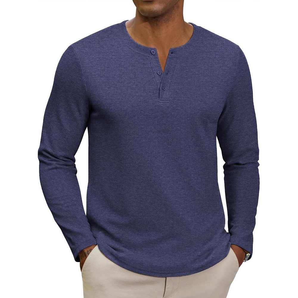 image:imageCOOFANDY Henley Shirts for Men Casual TShirts Henley Long Sleeve ShirtsNavy Blue
